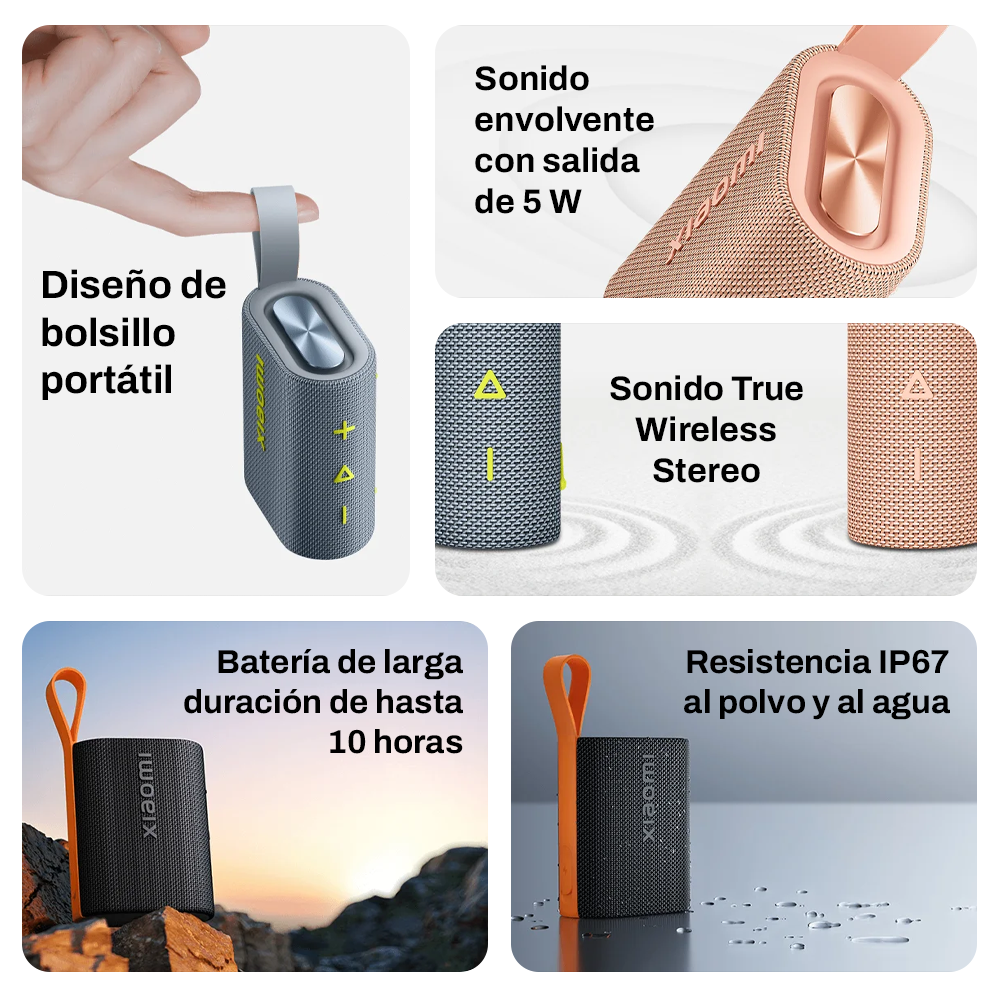 Características principales bocina Xiaomi Sound Pocket IP67 Bluetooth 5.4