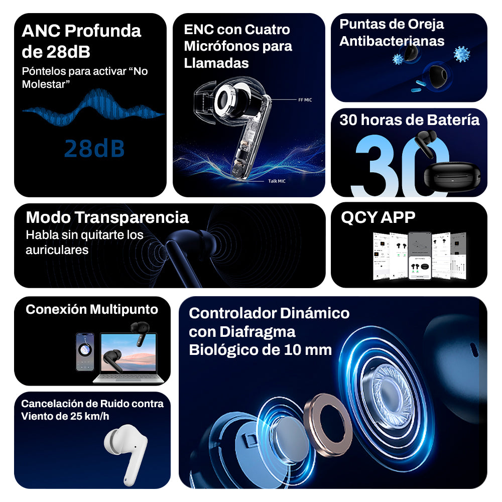 Audífonos Inalámbricos QCY T13 ANC 2