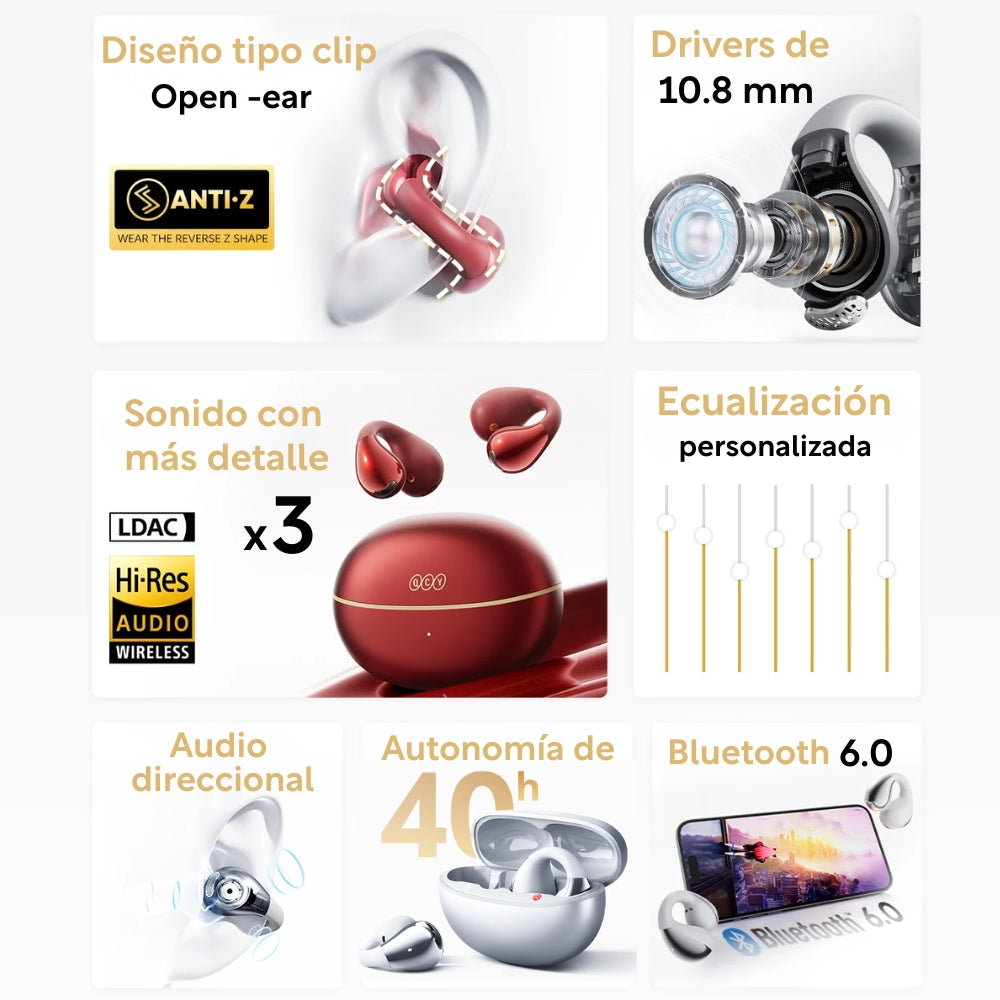 QCY Audífonos Inalámbricos Crossky C30S Plateado + QCY Speaker SP7