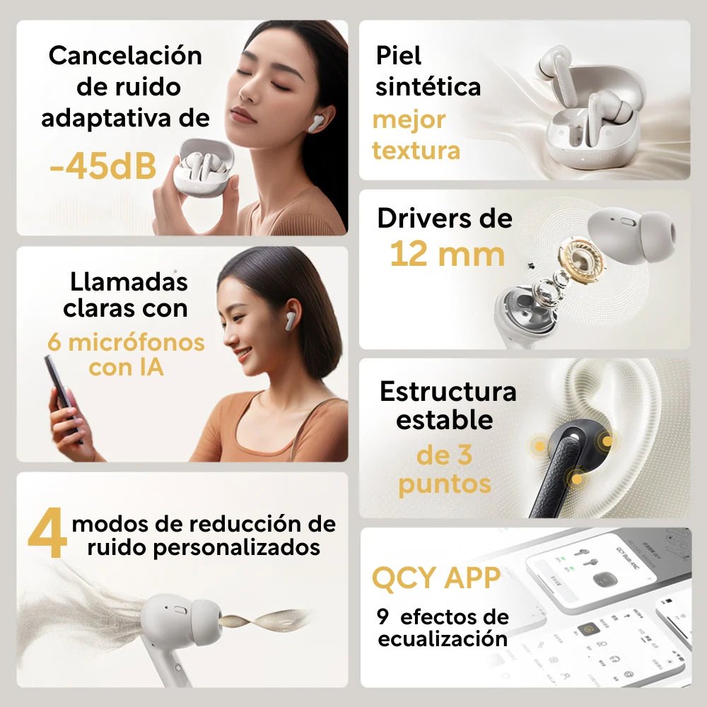 Audífonos Inalámbricos QCY Buds ANC - Orro Home Perú