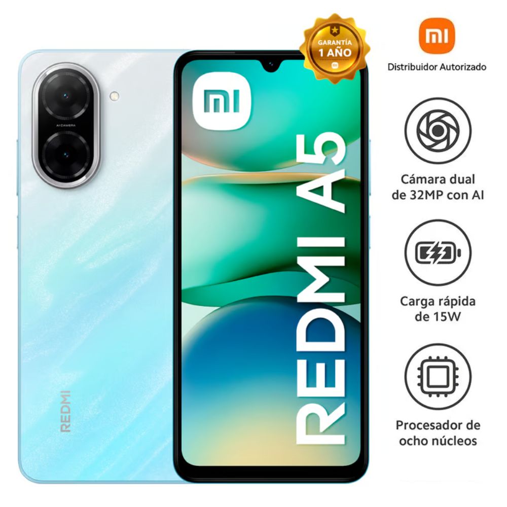 Celular Redmi A5  4G Us 3GB+64GB, Conectividad 4G, Batería de 5200 mAh, carga rápida de 15 W, Pantalla de 6.88",
