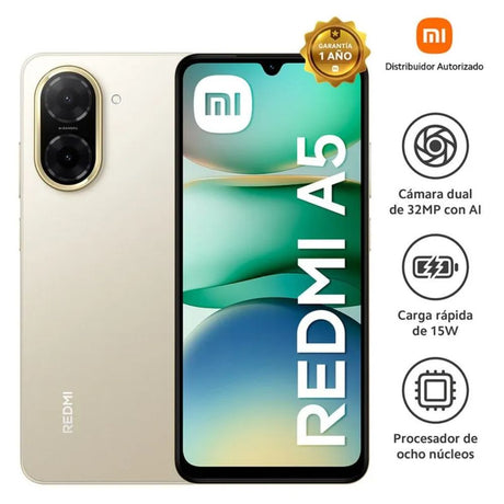 Celular Redmi A5  4G Us 3GB+64GB, Conectividad 4G, Batería de 5200 mAh, carga rápida de 15 W, Pantalla de 6.88",