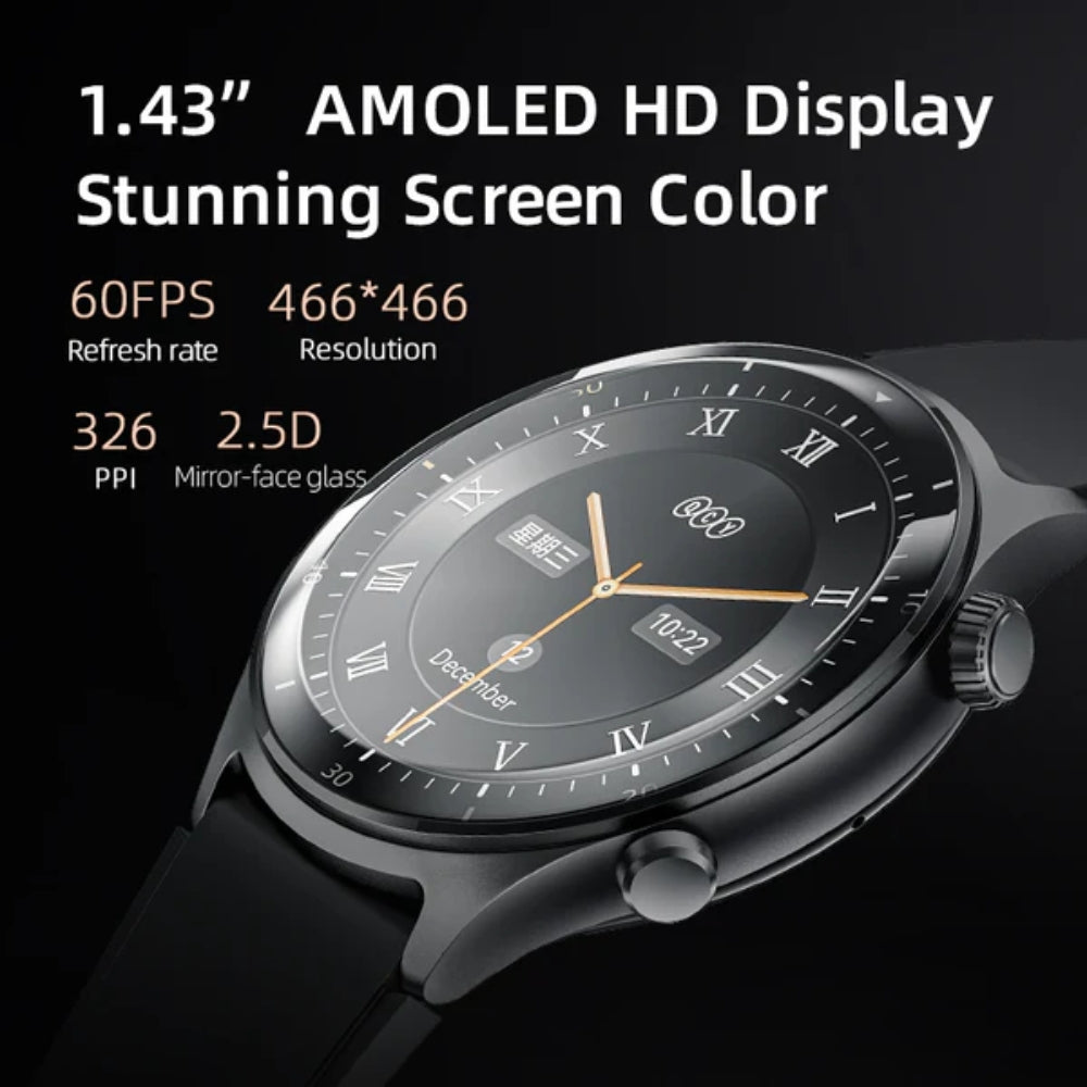 Reloj SmartWatch Bluetooth QCY Active GT Amoled 1.43", Resistente al agua ATM3, Más de 120 modos deportivos