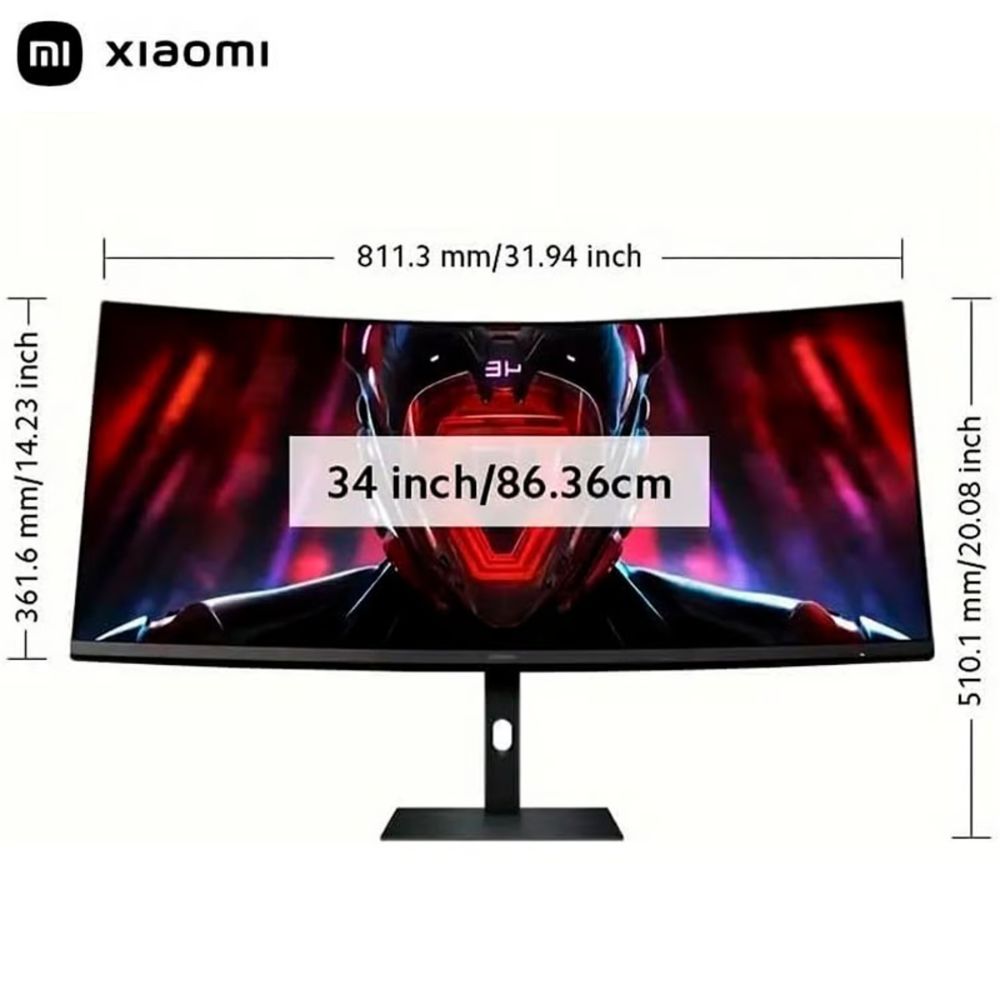 Monitor Gamer Xiaomi Curvo G34WQi de 34 pulgadas con AMD FreeSync Premium, WQHD 3.440 x 1.440, 21:9, 144Hz, 4ms, 300lm, 121% sRGB, 2 HDMI