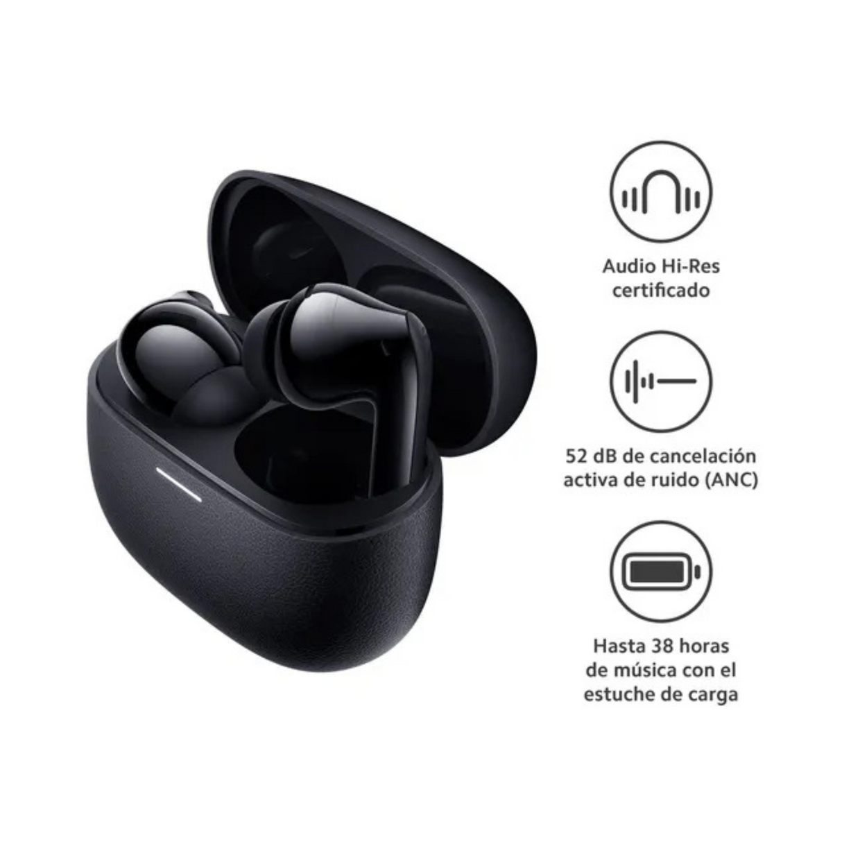 Audífonos Inalámbricos Xiaomi Redmi Buds 5 Pro, Cancelación Activa de Ruido -52dB, Audio Hi-Res, Codec LDAC, 38 Horas de Batería