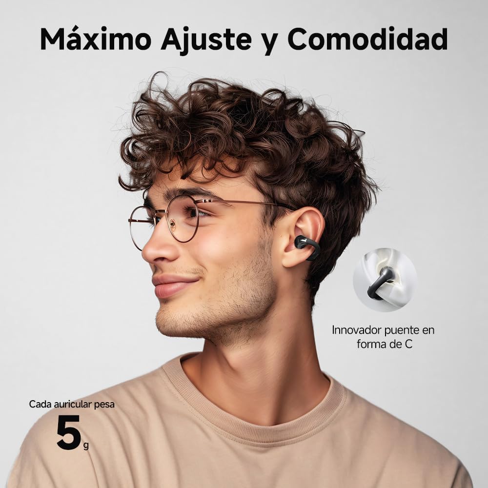 Audífonos Inalámbricos QCY Crossky C30 Con Clip Para Oreja, Open-ear, Bluetooth 5.4, 25 Horas De Batería, Protección IPX4 Contra Salpicaduras, Deportivos