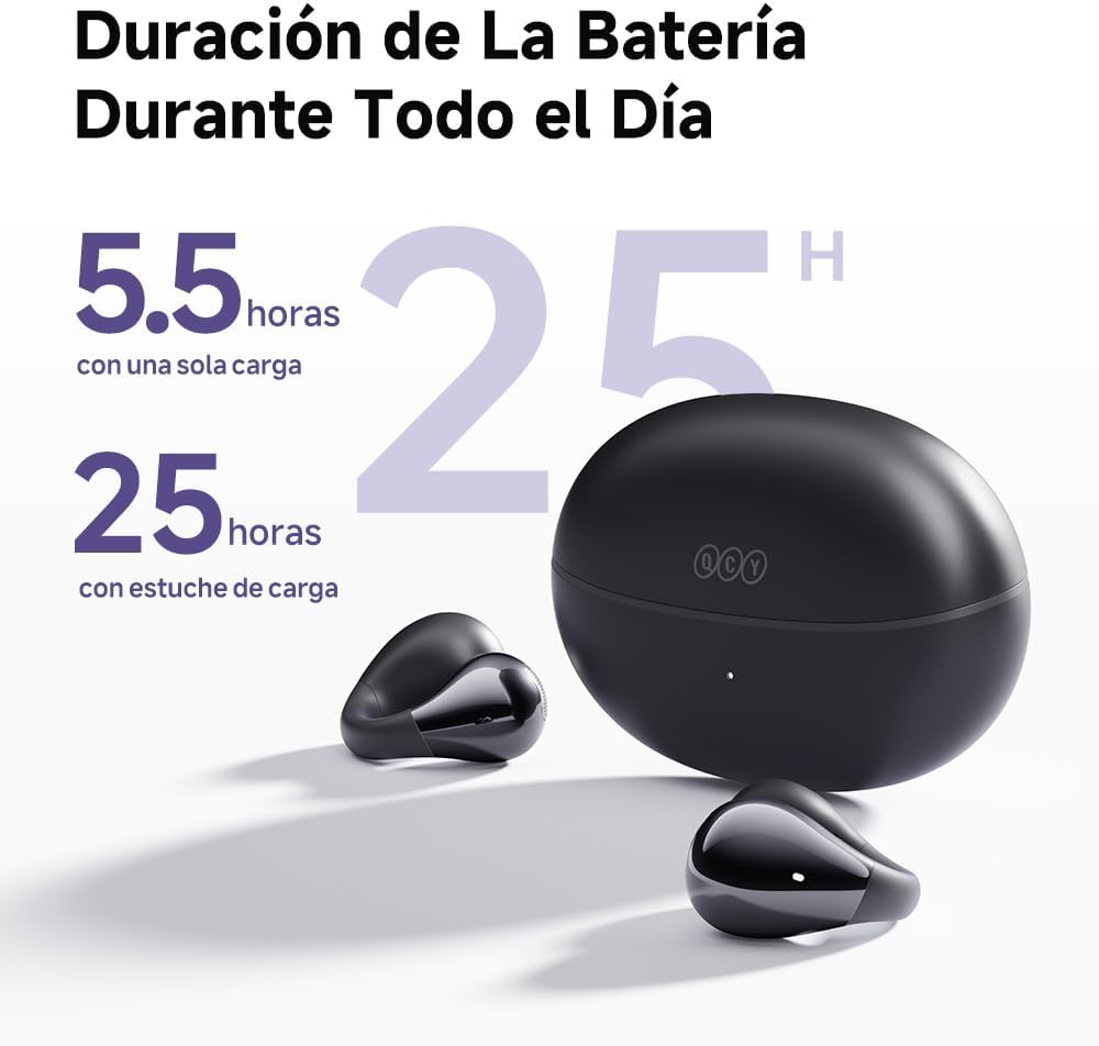 Audífonos Inalámbricos QCY Crossky C30 Con Clip Para Oreja, Open-ear, Bluetooth 5.4, 25 Horas De Batería, Protección IPX4 Contra Salpicaduras, Deportivos