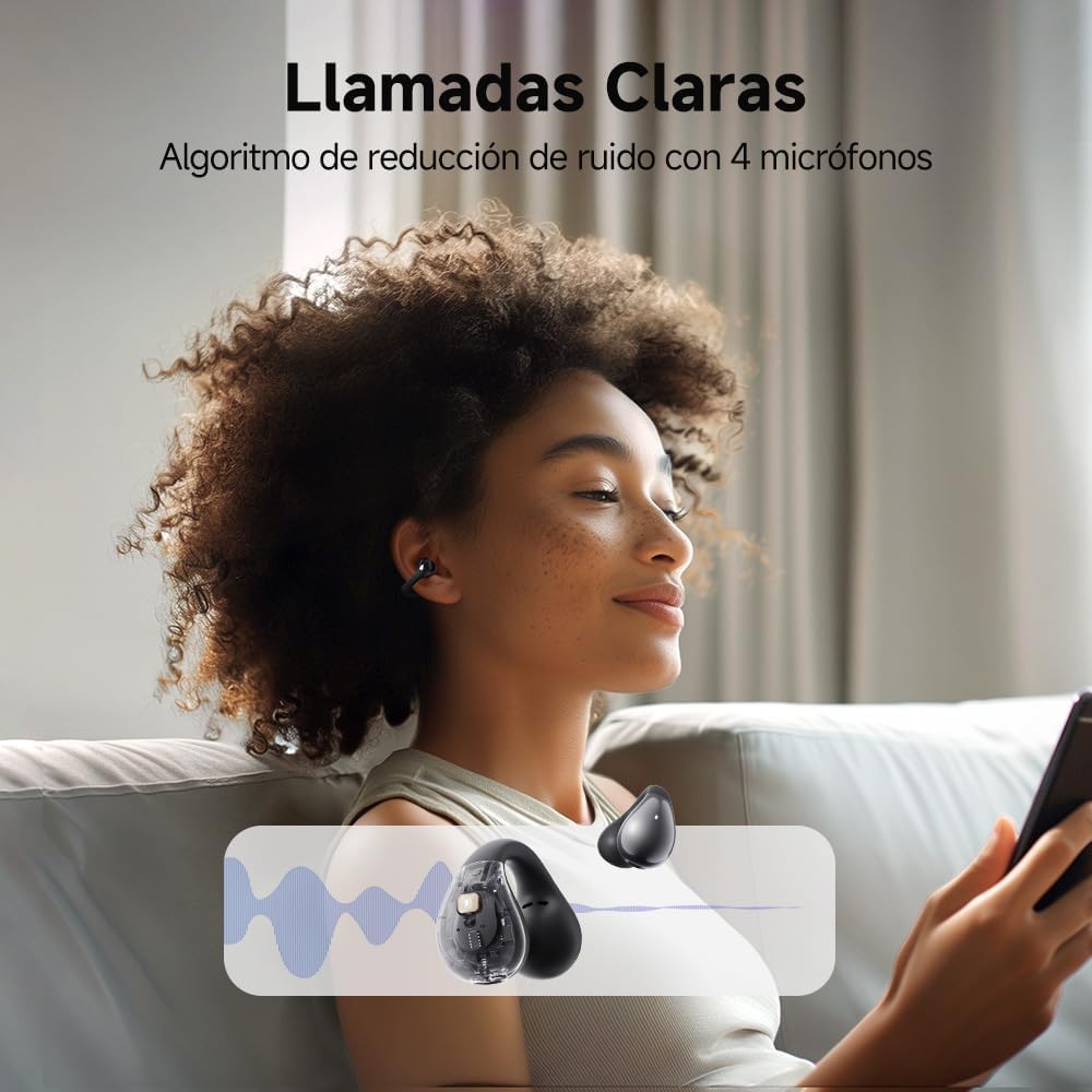 Audífonos Inalámbricos QCY Crossky C30 Con Clip Para Oreja, Open-ear, Bluetooth 5.4, 25 Horas De Batería, Protección IPX4 Contra Salpicaduras, Deportivos
