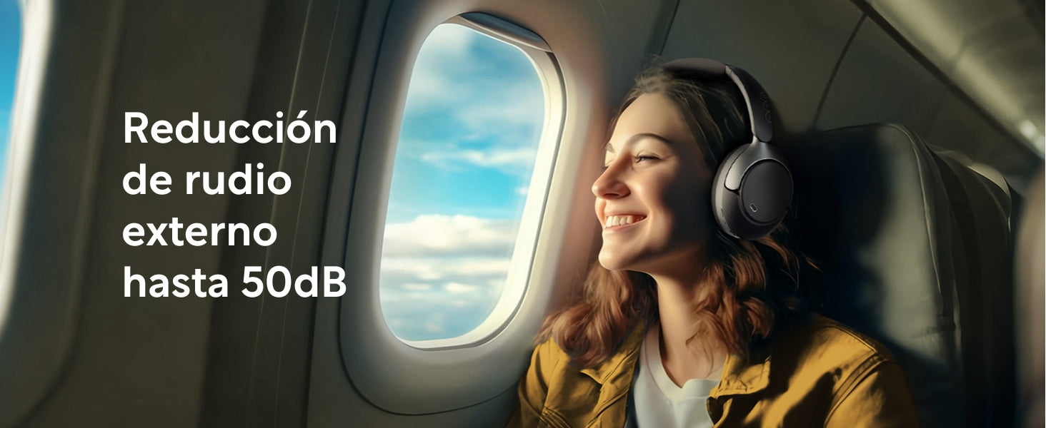 Audífónos QCY H3 Pro en uso durante viaje, reducción de ruido