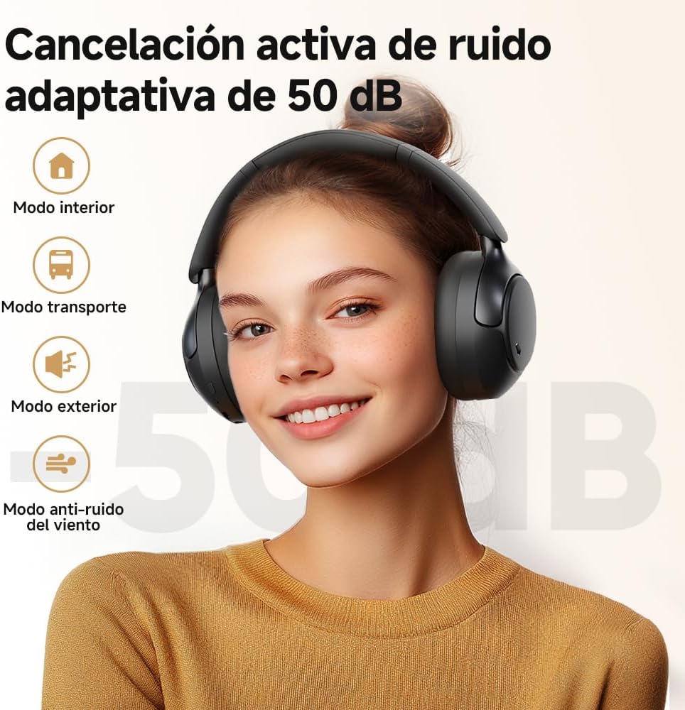 Audífonos Inalámbricos QCY H3 Pro, Cancelación Activa de Ruido -50dB, Bluetooth 5.4, Audio Hi-Res, Codec LDAC, 55 Horas de Batería
