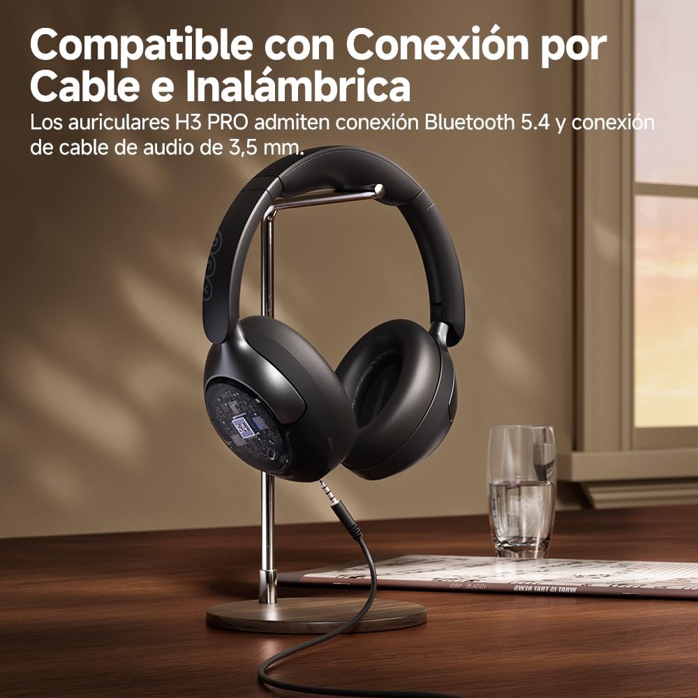 Audífonos Inalámbricos QCY H3 Pro, Cancelación Activa de Ruido -50dB, Bluetooth 5.4, Audio Hi-Res, Codec LDAC, 55 Horas de Batería