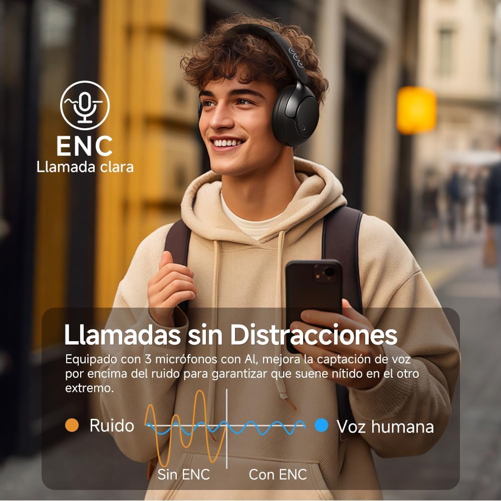 Audífonos Inalámbricos QCY H3 Pro, Cancelación Activa de Ruido -50dB, Bluetooth 5.4, Audio Hi-Res, Codec LDAC, 55 Horas de Batería