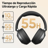 Audífonos Inalámbricos QCY H3 Pro, Cancelación Activa de Ruido -50dB, Bluetooth 5.4, Audio Hi-Res, Codec LDAC, 55 Horas de Batería