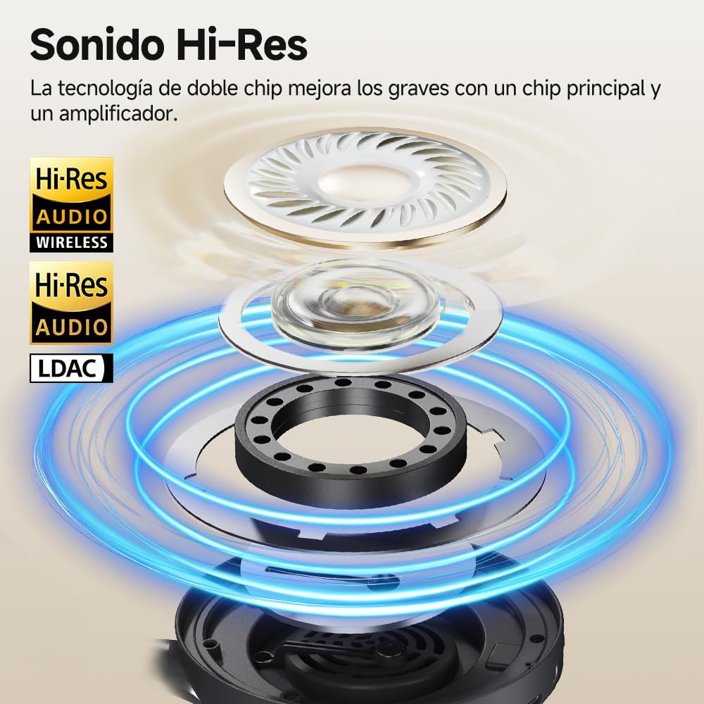 Audífonos Inalámbricos QCY H3 Pro, Cancelación Activa de Ruido -50dB, Bluetooth 5.4, Audio Hi-Res, Codec LDAC, 55 Horas de Batería