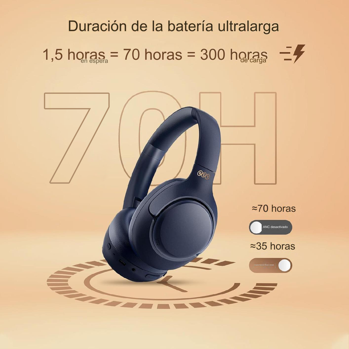 Audífonos Inalámbricos Qcy H3 Anc Bluetooth 5.3 Bass Mode 70 horas de bateria - Orro Home Perú