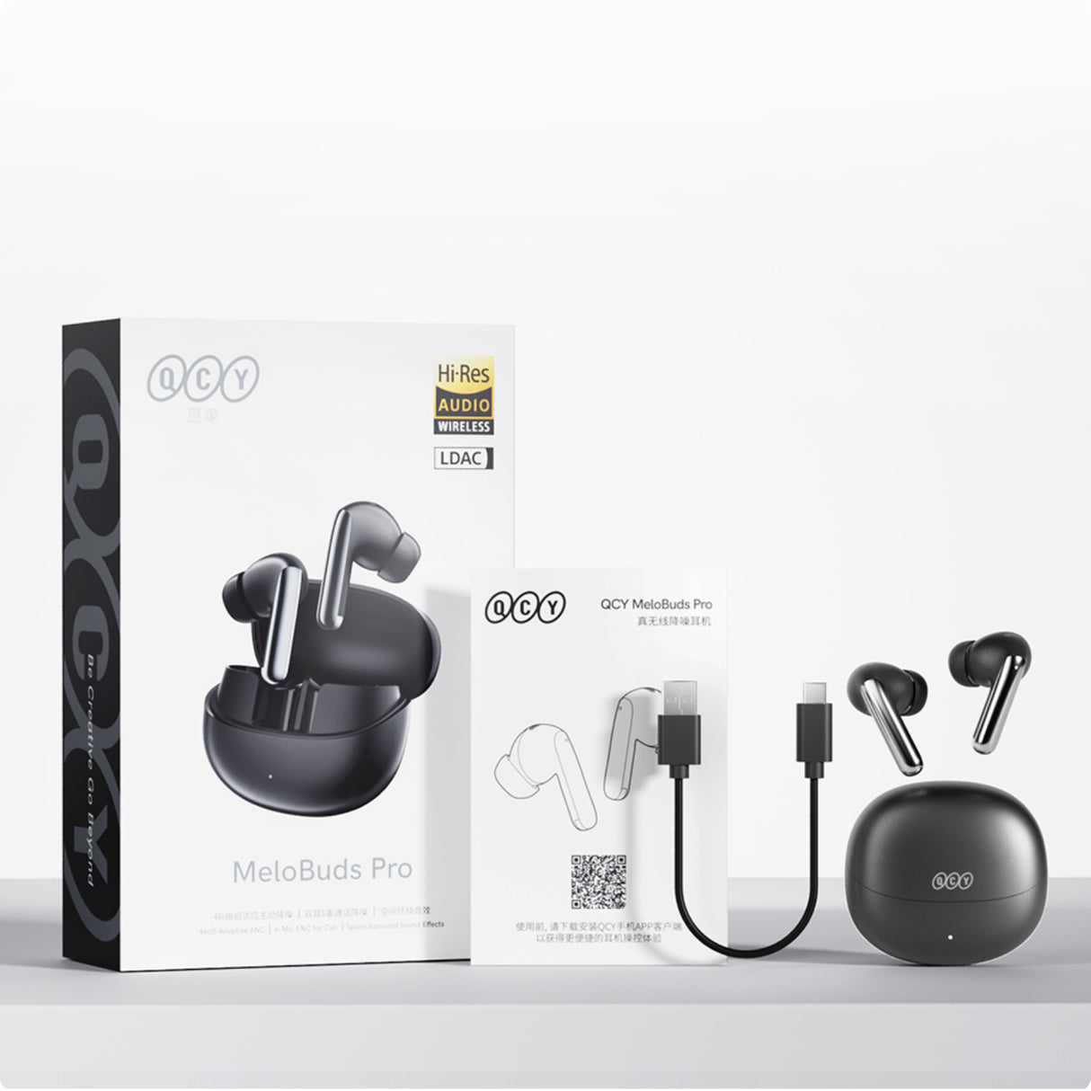 Audifonos Inalambricos QCY Melobuds Pro HT08, Audio Hi-Res, Codec LDAC, 34 horas de reproducción, 6 microfonos integrados, Graves Potentes