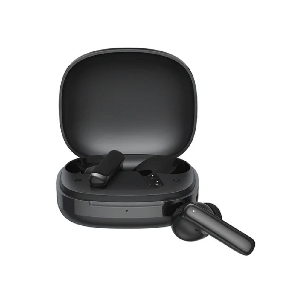 Audífonos QCY T13 Pro vista lateral con estuche de carga USB tipo C