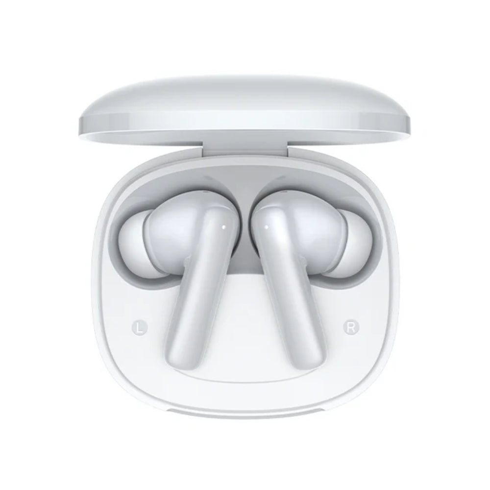 Audífonos QCY T13 Pro color blanco vista superior resistencia al agua certificación IPX4
