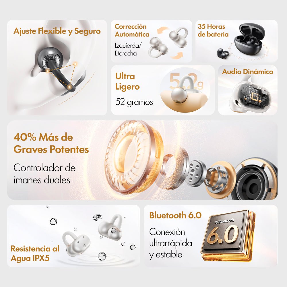 Audífonos Inalámbricos QCY Crossky C50 + Case transparente C50 - Orro Home Perú