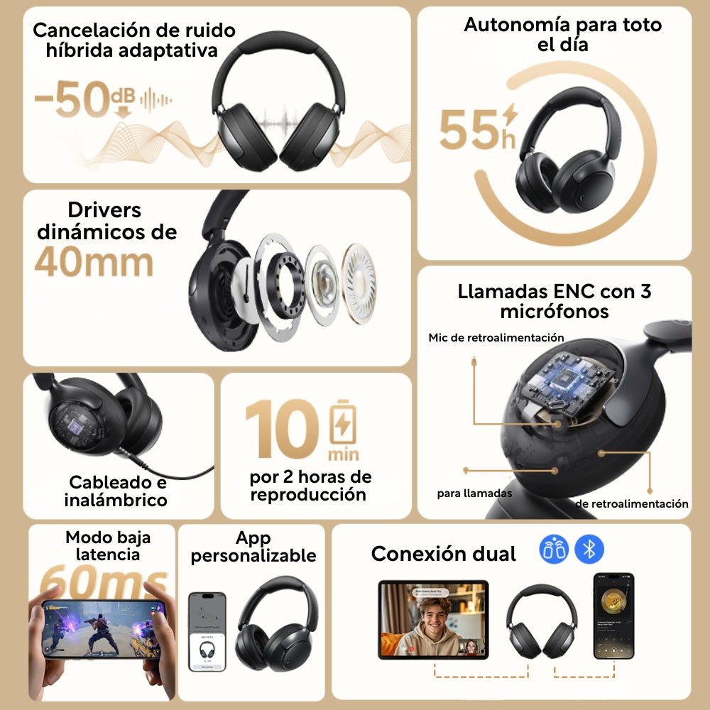 Audífonos Inalámbricos QCY H3 Pro + Case QCY STD - Orro Home Perú