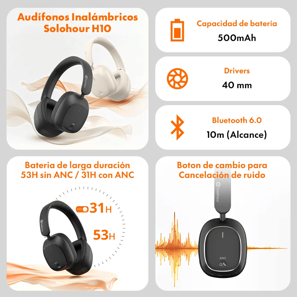 Kit SOLOHOUR Ultimate: Audífonos H10 + ST9 + ST3 + Cargador de pared 65w - Orro Home Perú