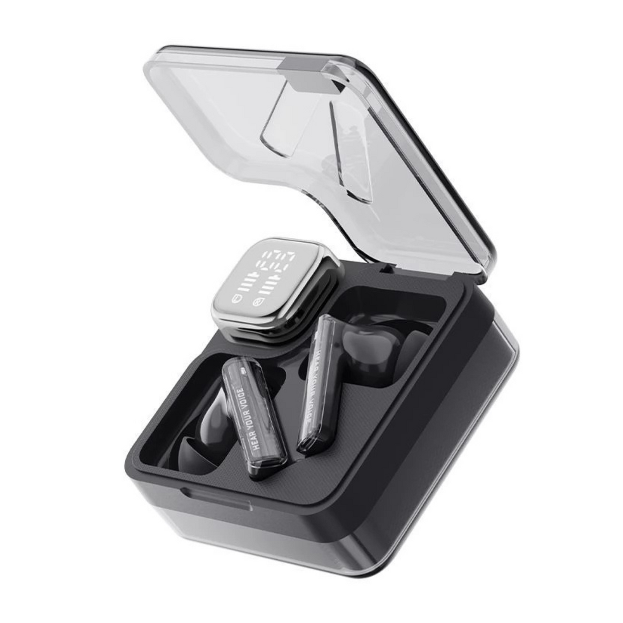Audifonos inalámbricos QCY Melobus Neo T31, Bluetooth 5.3, 4 microfonos integrados ENC, diseño transparente, pantalla LED y conexión dual - Orro Home Perú