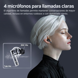 Audifonos inalámbricos QCY Melobus Neo T31, Bluetooth 5.3, 4 microfonos integrados ENC, diseño transparente, pantalla LED y conexión dual - Orro Home Perú