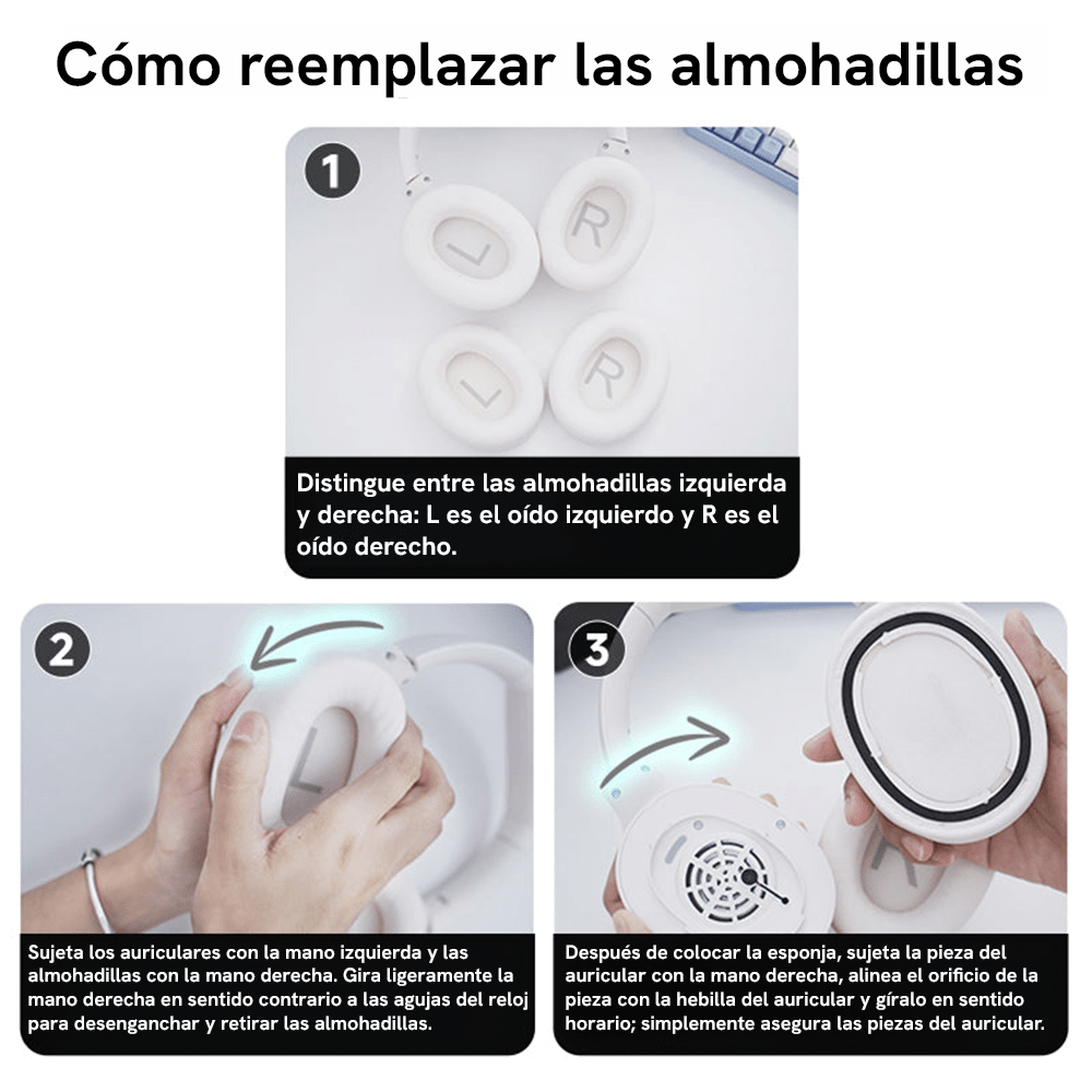 QCY Almohadillas de repuesto para audífonos serie H3 - Orro Home Perú